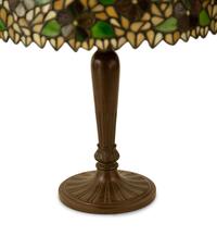 An American Leaded Glass and Patinated Metal Table Lamp