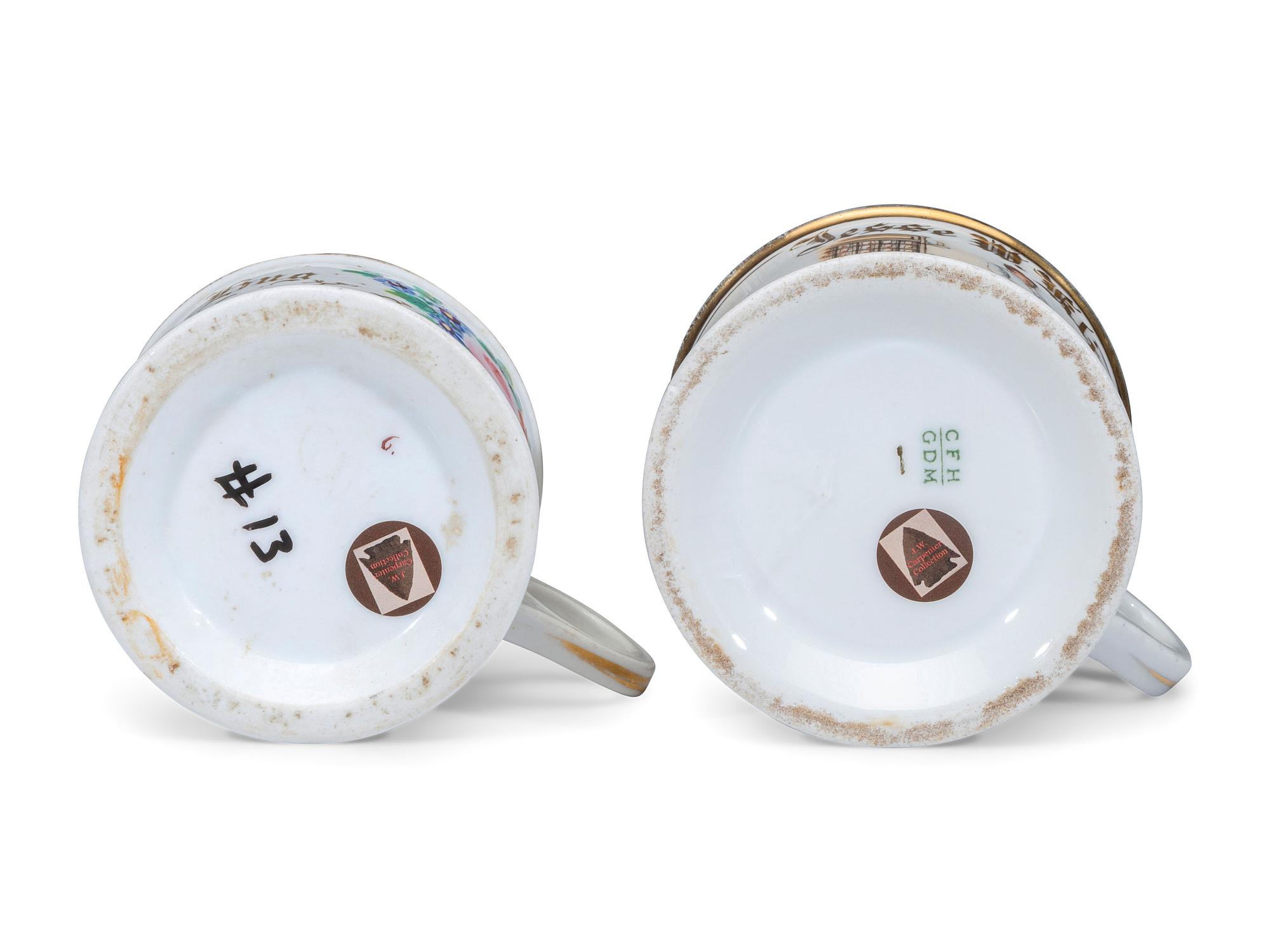 Two Barber's Porcelain Occupational Shaving Mugs