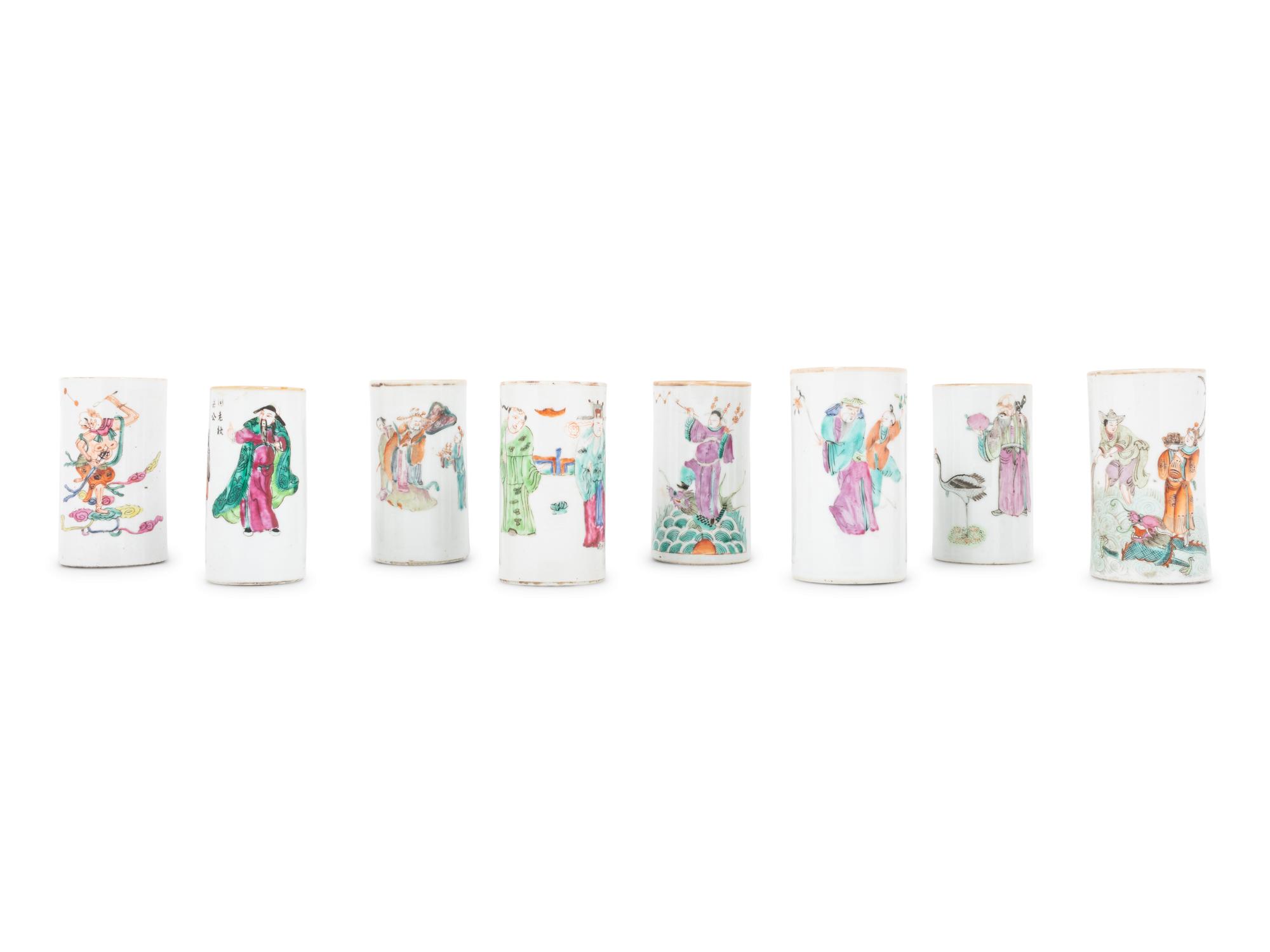 A Group of Eight Chinese Export Porcelain Cylindrical Cups