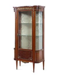 A Louis XVI Style Gilt Bronze Mounted Parquetry Vitrine Cabinet