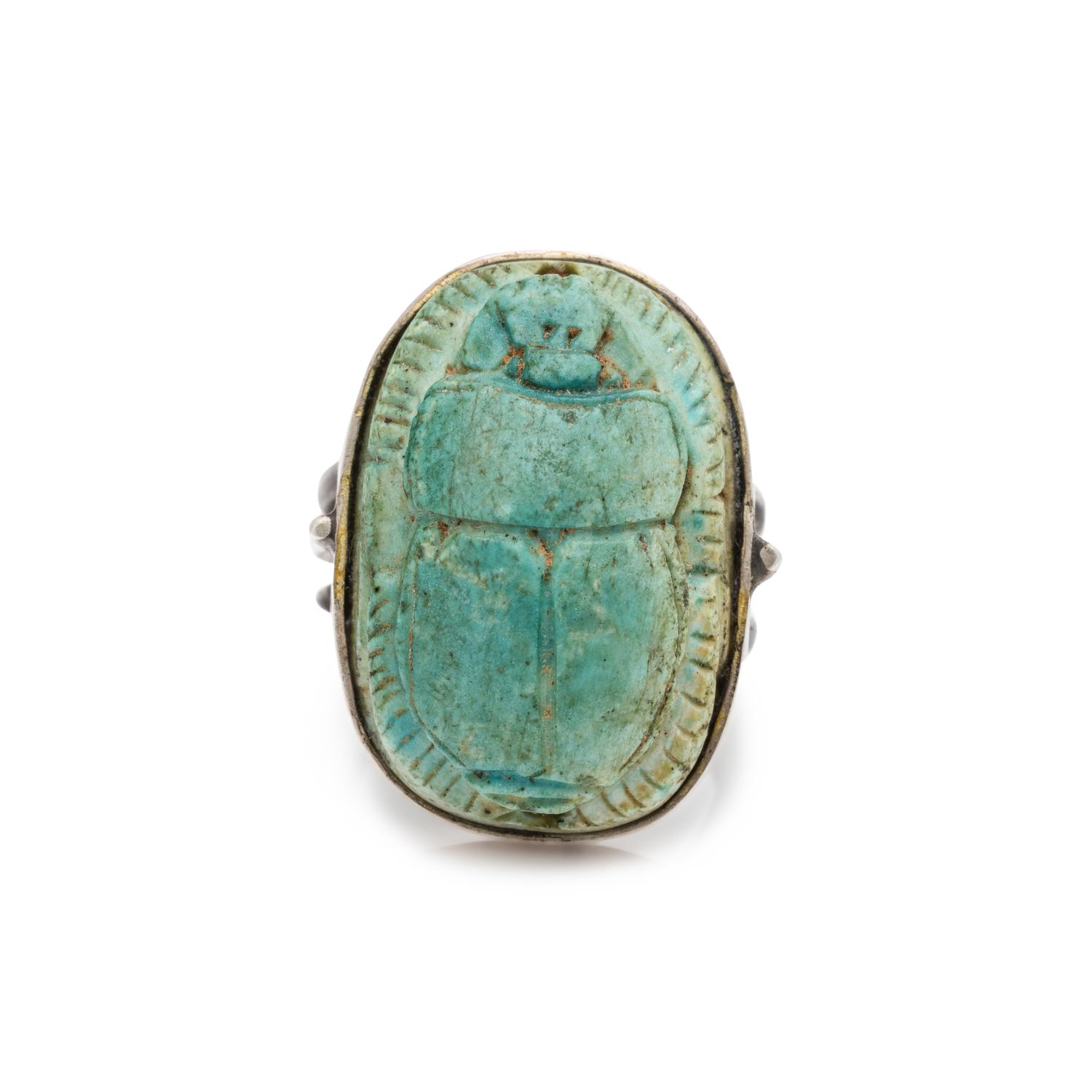 SILVER AND ANCIENT SCARAB RING