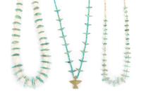 Three Southwestern Turquoise and Shell Necklaces Length of largest 26 inches
