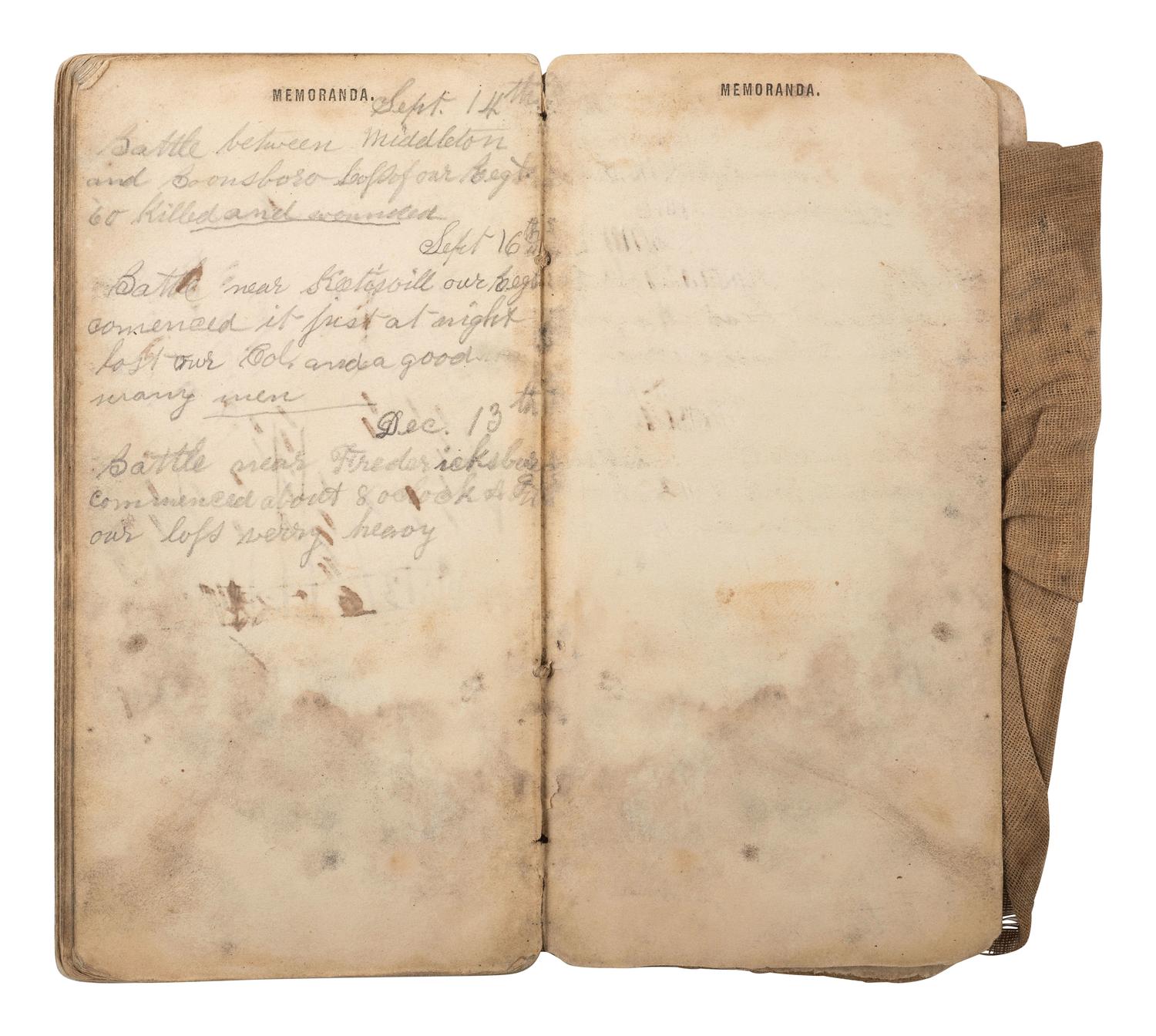 [CIVIL WAR]. Small archive associated with Private Elijah N. Howard, Co. I, 42nd Pennsylvania Infantry, the "Bucktails," incl. 1862 diary and CDV.