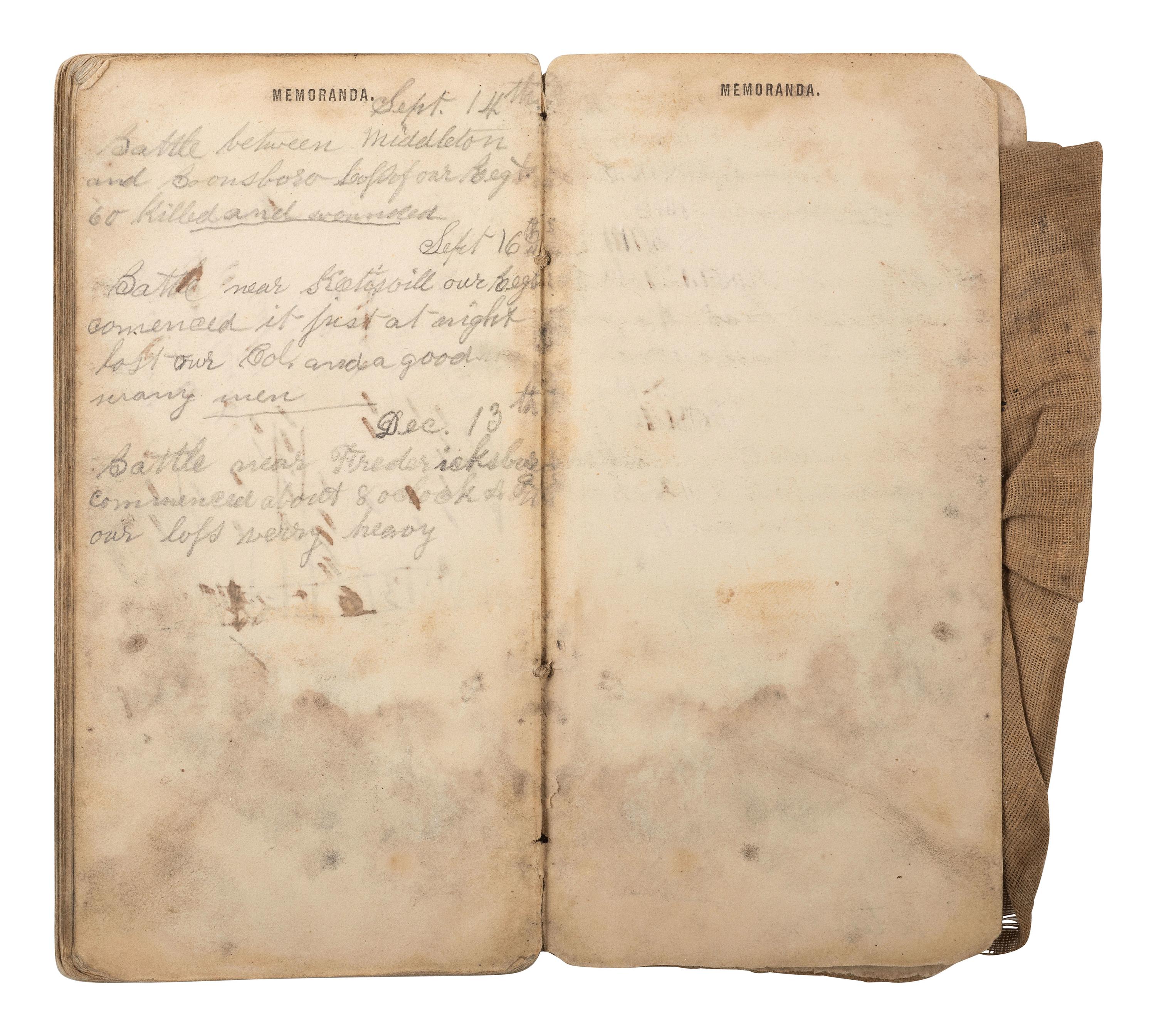 [CIVIL WAR]. Small archive associated with Private Elijah N. Howard, Co. I, 42nd Pennsylvania Infantry, the "Bucktails," incl. 1862 diary and CDV.