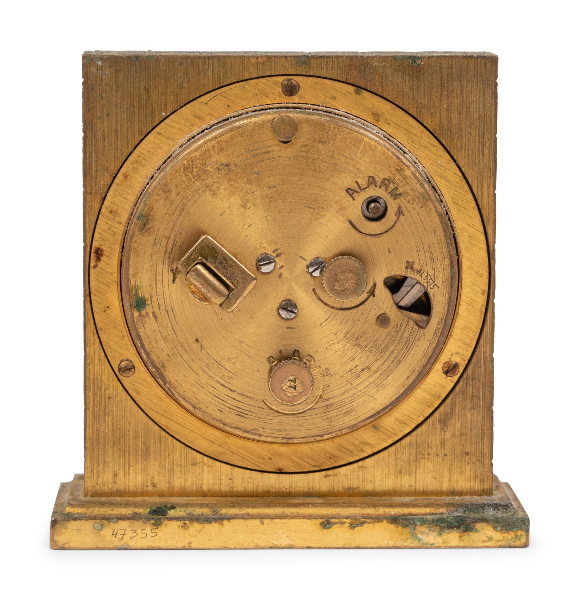 An Hermès Brass Desk Clock