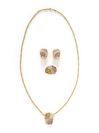 MULTICOLOR SAPPHIRE, DIAMOND, AND YELLOW GOLD SUITE