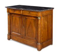 An Empire Gilt Metal Mounted Walnut Marble-Top Cabinet