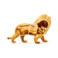 YELLOW GOLD LION BROOCH