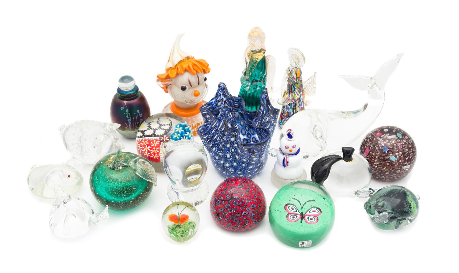 A Collection of 19 Glass Paperweights Height of tallest 6 inches — 20TH CENTURY