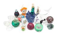 A Collection of 19 Glass Paperweights Height of tallest 6 inches — 20TH CENTURY