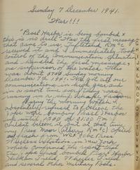 [World War II] An Incredibly Vivid Manuscript Diary Reporting the Attack on Pearl Harbor, ca. 1941-42