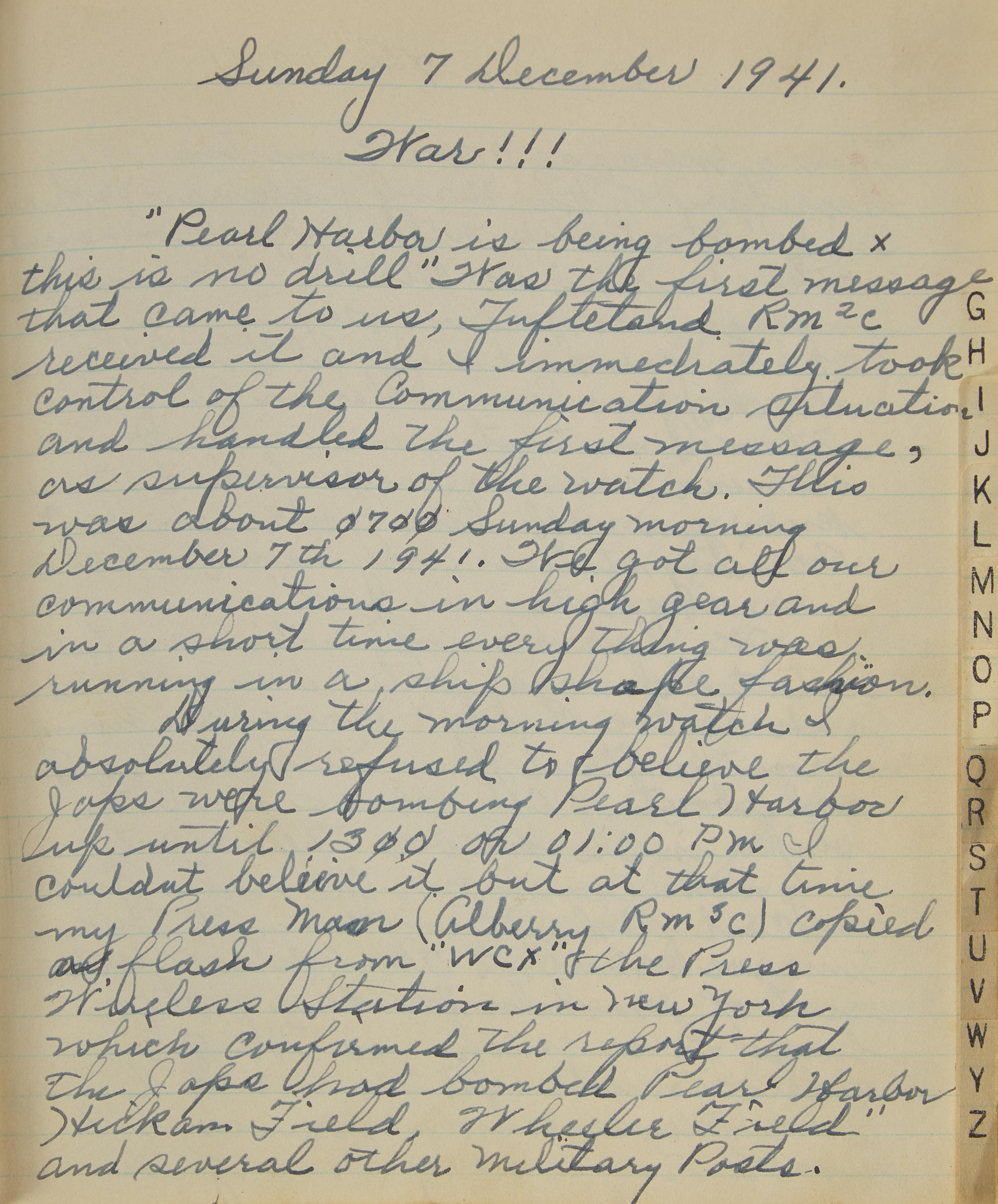 [World War II] An Incredibly Vivid Manuscript Diary Reporting the Attack on Pearl Harbor, ca. 1941-42