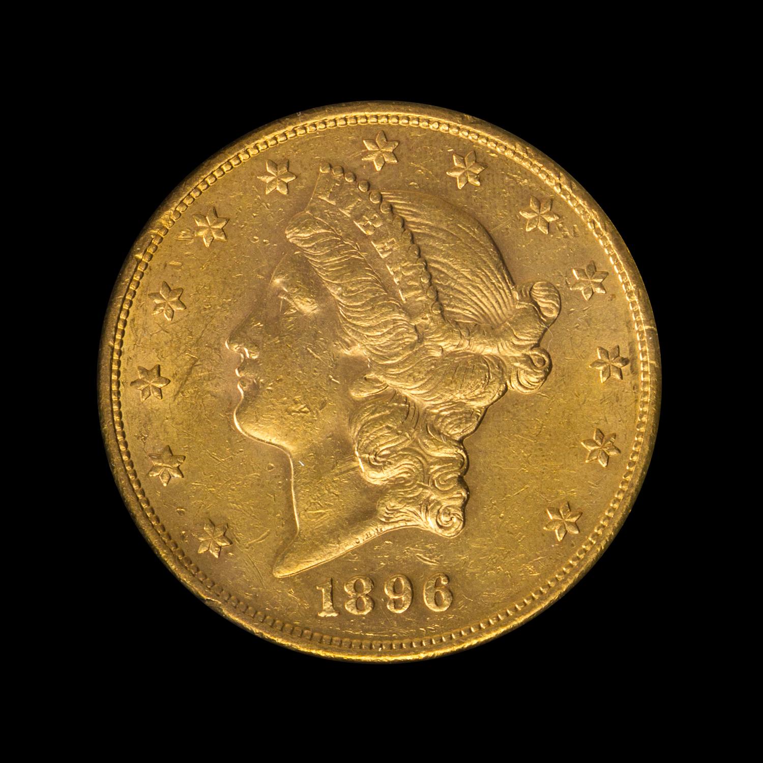 A United States 1896-S Liberty Head $20 Gold Coin