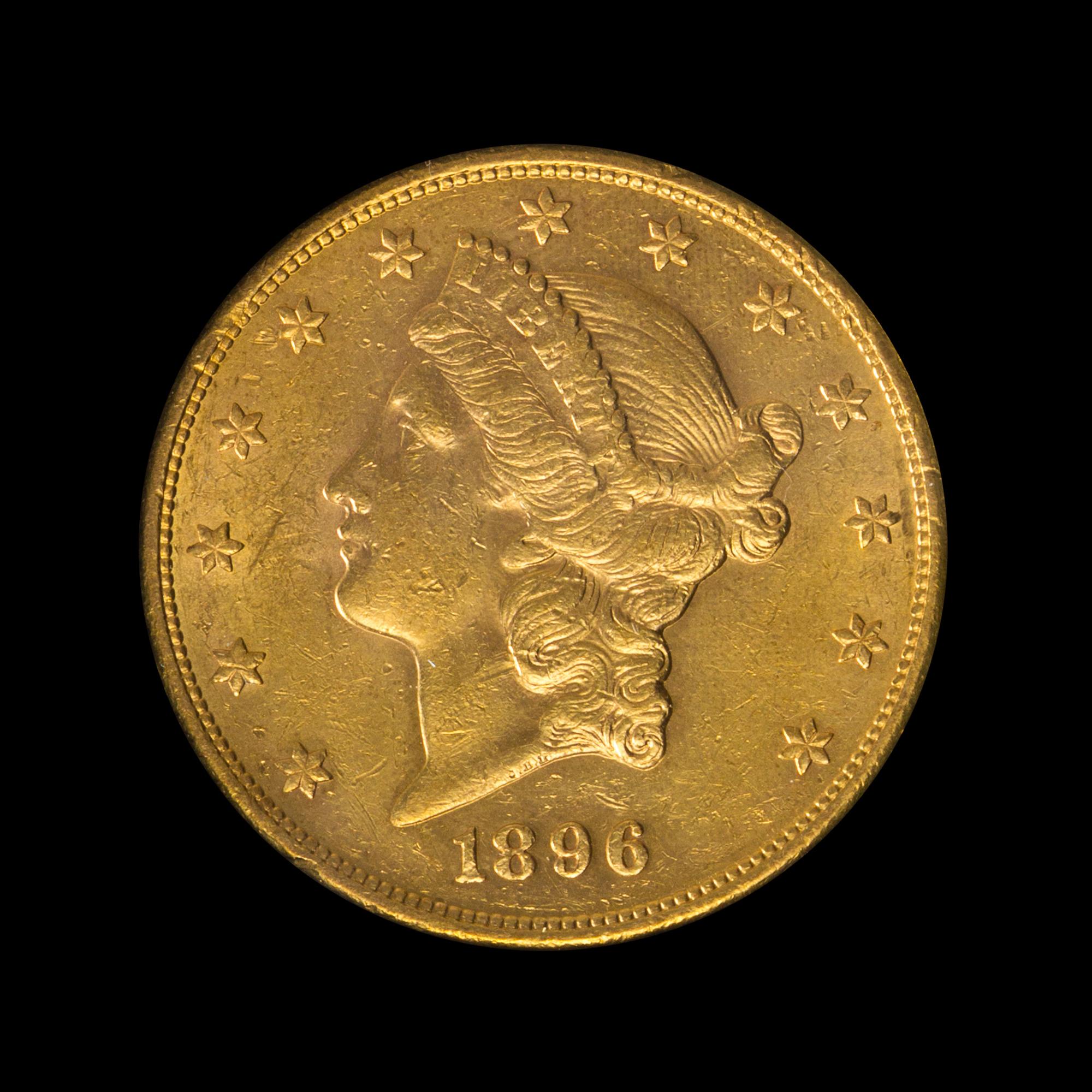 A United States 1896-S Liberty Head $20 Gold Coin