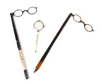 A Group of Three Lorgnettes, Length of first 10 7/8 inches.