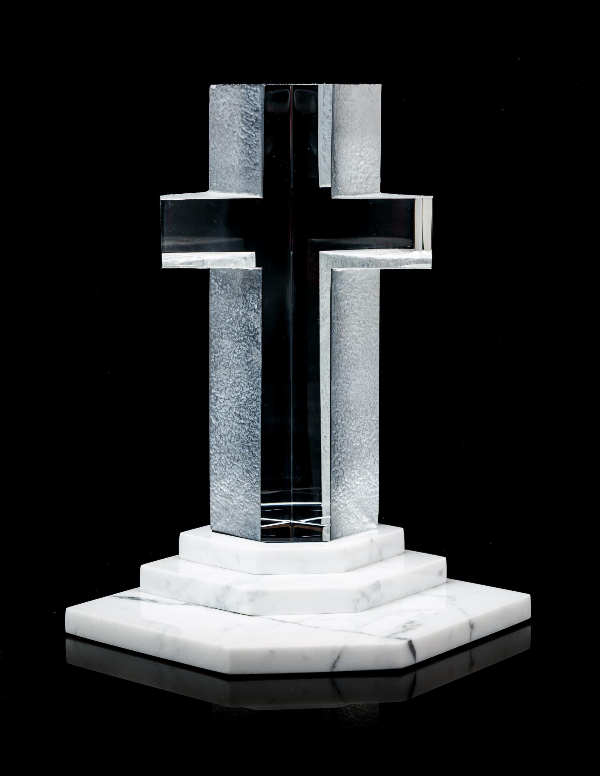 A Steuben Cut Glass Cross