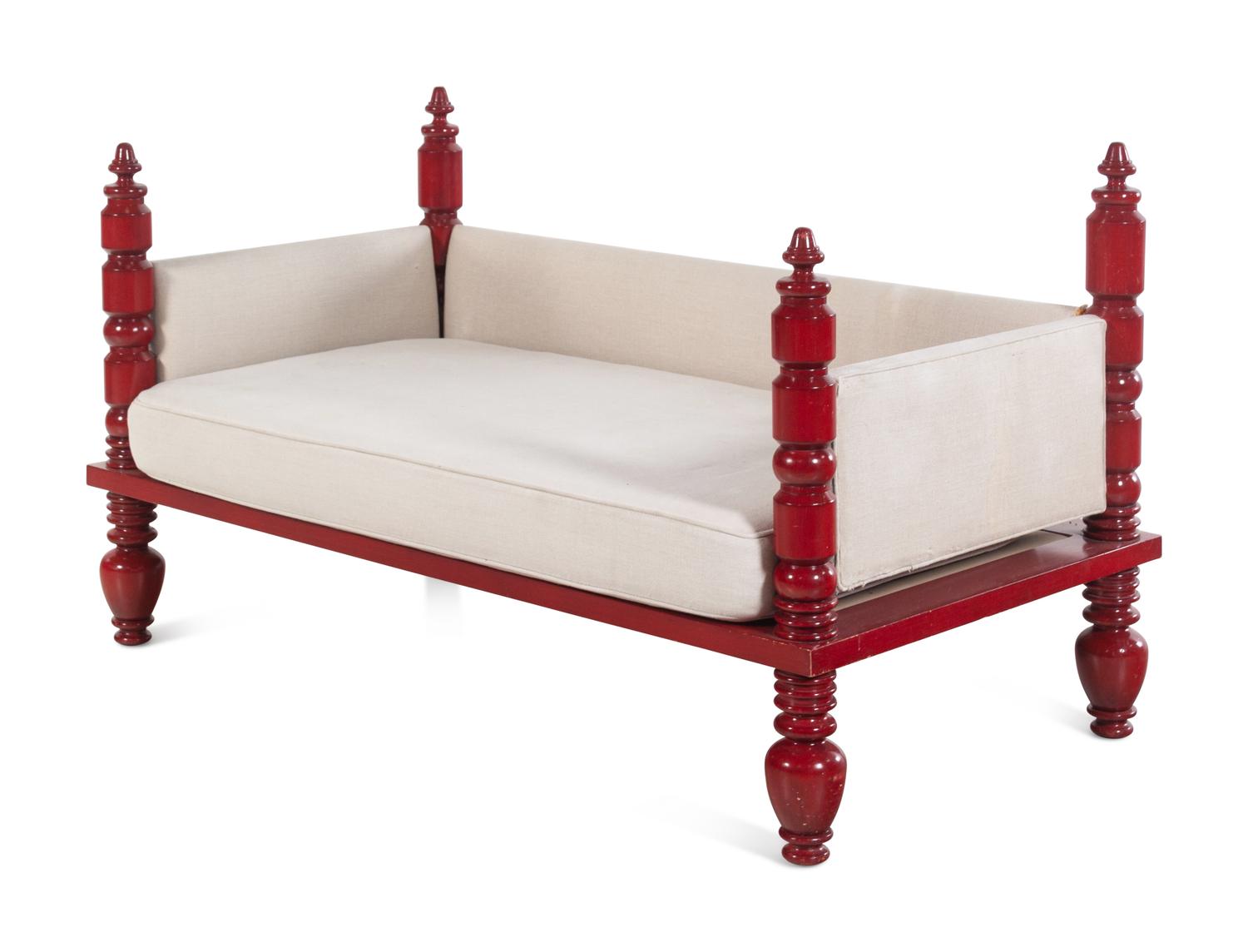 An Indian Red Painted Daybed
