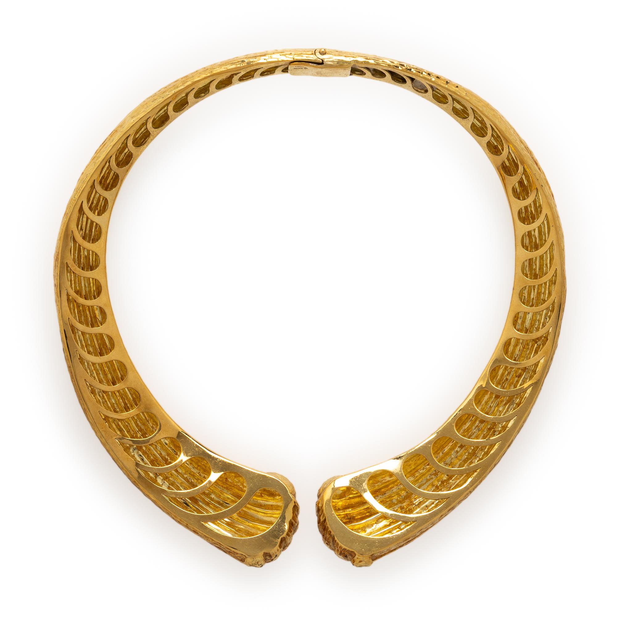 Frattini, Yellow Gold Hinged Collar Necklace