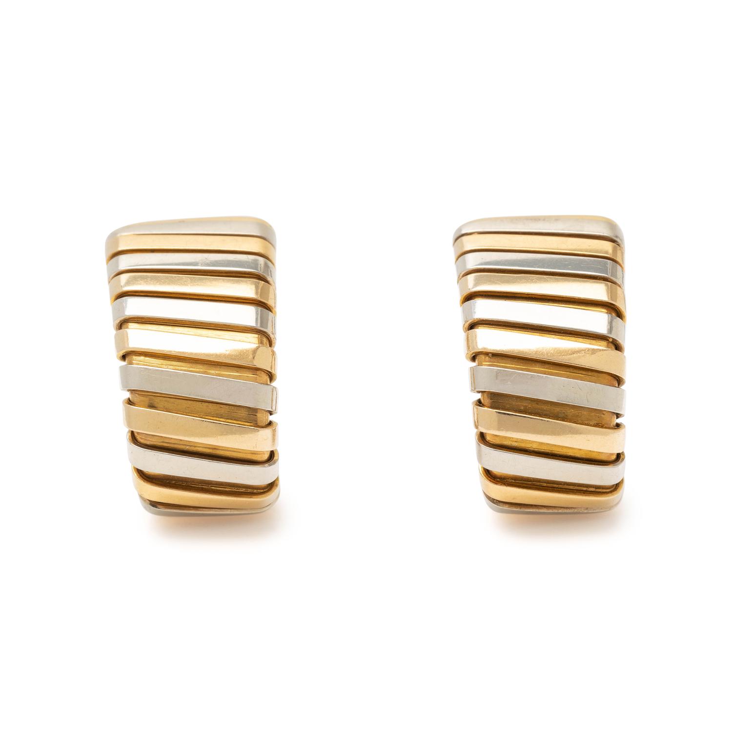 BVLGARI, BICOLOR GOLD EARCLIPS