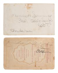 [COLORADO]. CHAMBERLAIN, W.G., photographer. A group of 2 CDVs incl. views of the Colorado School of Mines, Golden, and Mammoth Swimming Bath, Idaho Springs. Denver, CO: ca 1860s.