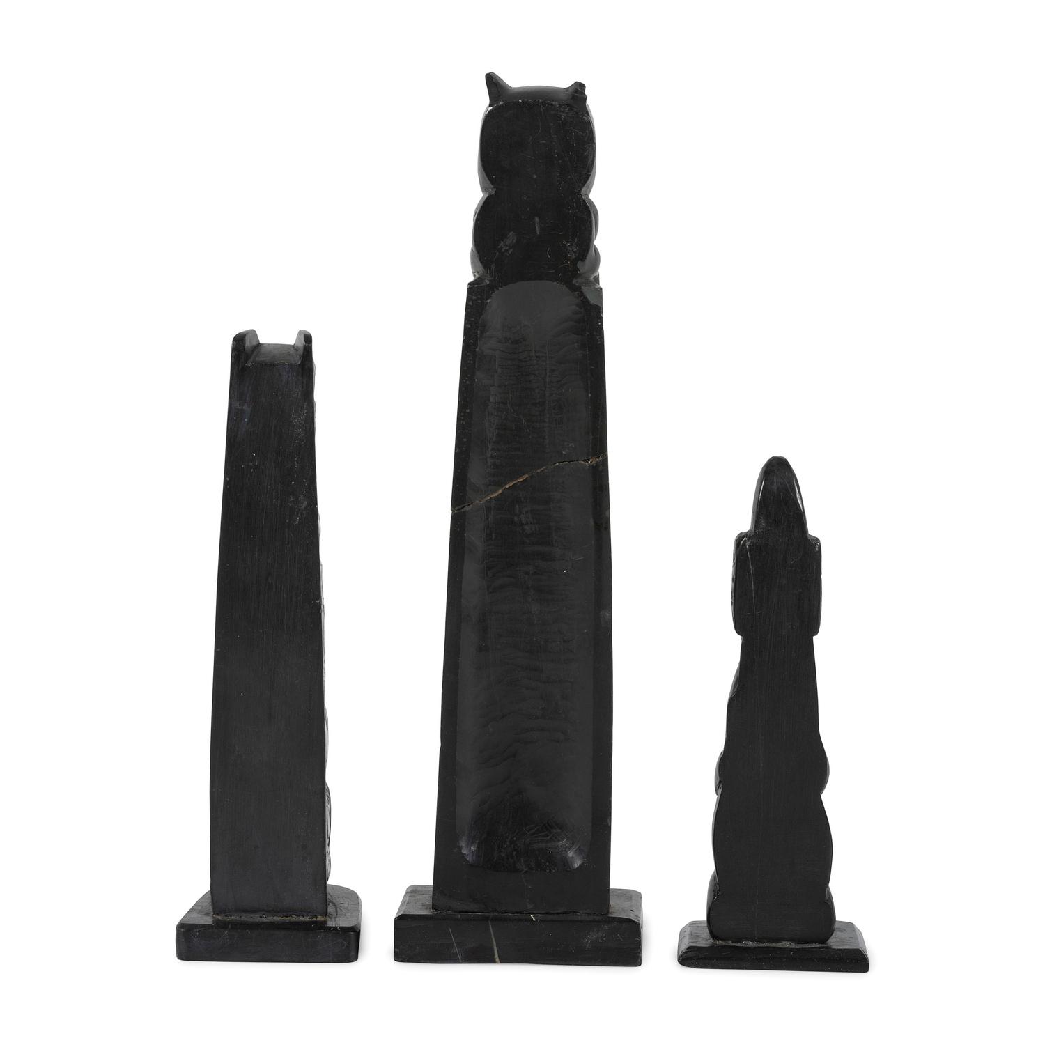 Haida Carved Argillite Model Totem Poles