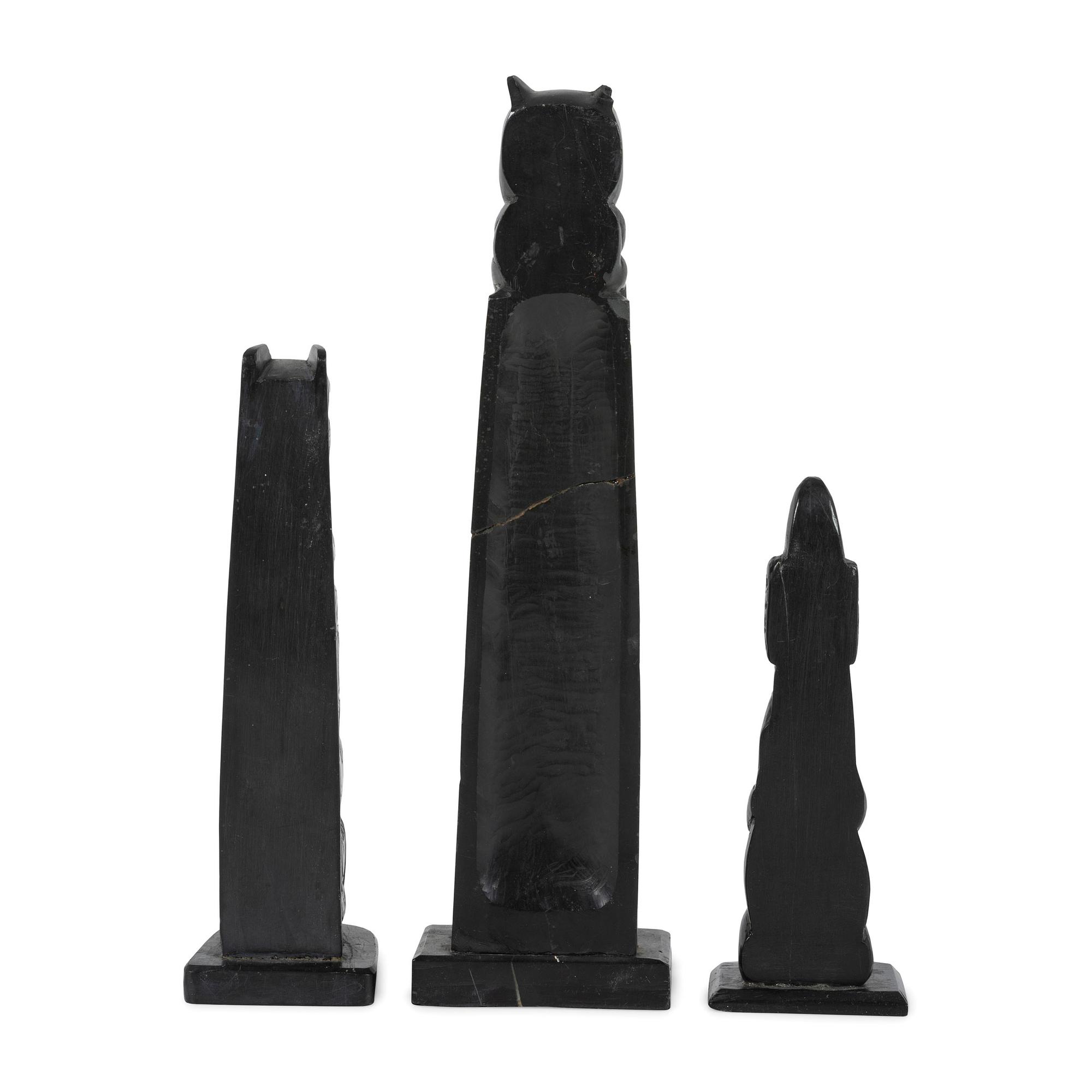Haida Carved Argillite Model Totem Poles