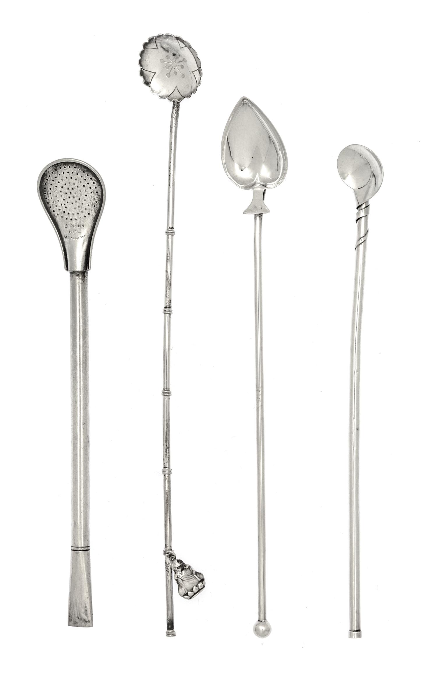 A Group of Thirteen American Silver Stirring Spoons, Various Makers, Mid 20th Century, comprising 8 by Watson Co. with spade shape bowl