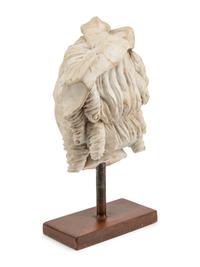 An Italian Marble Head of a Lady on an Iron Base