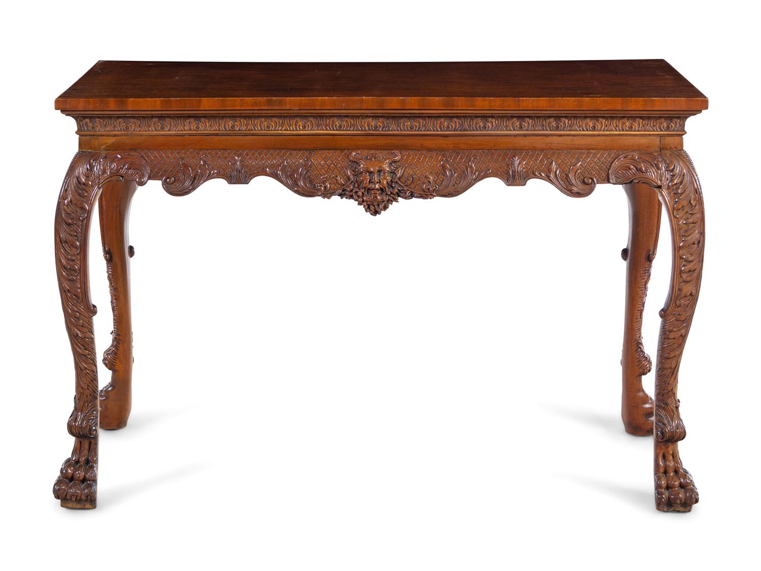 An Irish George III Style Carved Mahogany Console Table