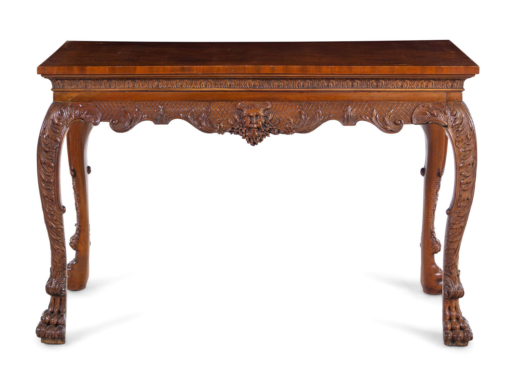 An Irish George III Style Carved Mahogany Console Table