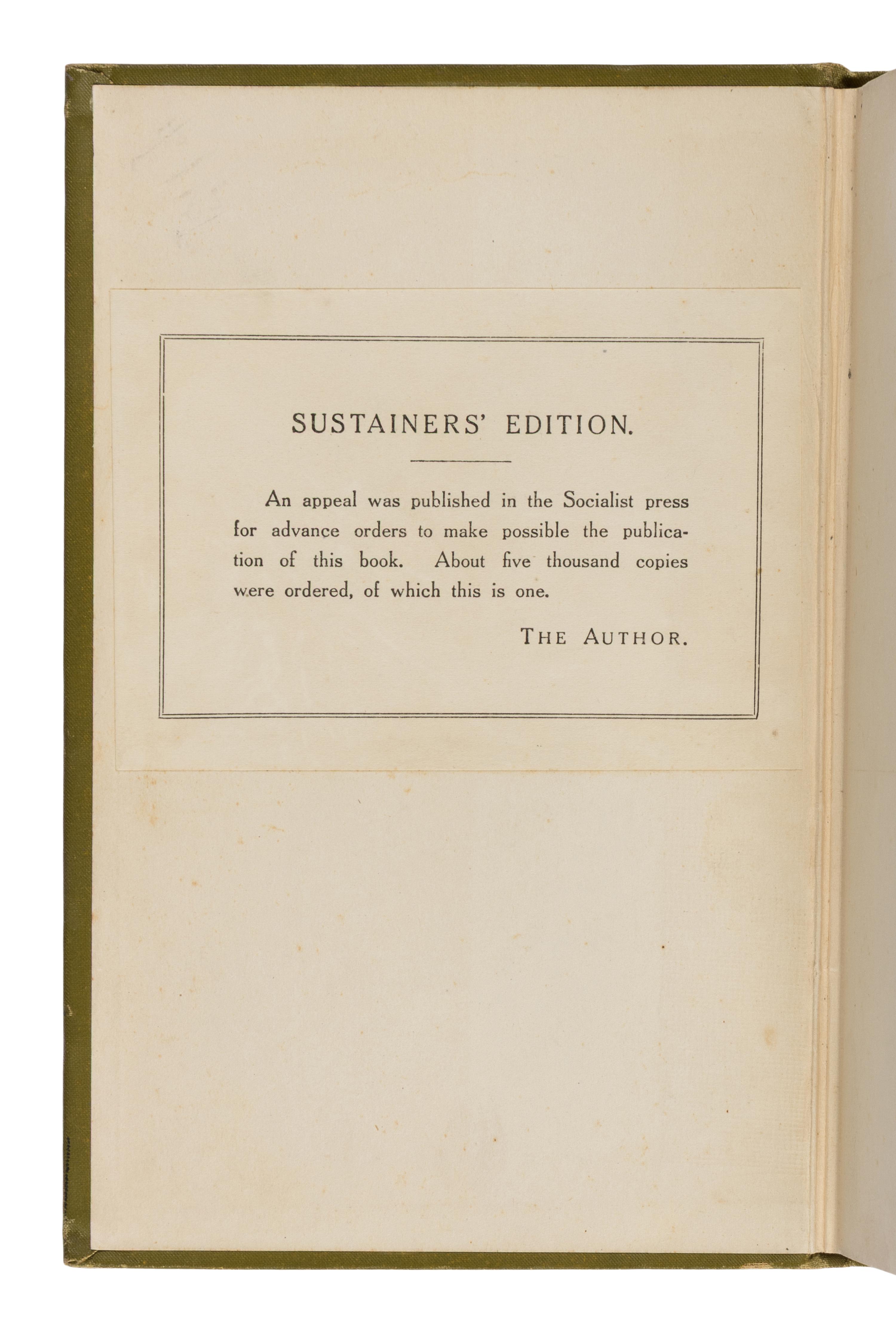 Sinclair, Upton (1878-1968). The Jungle . New York: The Jungle Publishing Co., 1906.