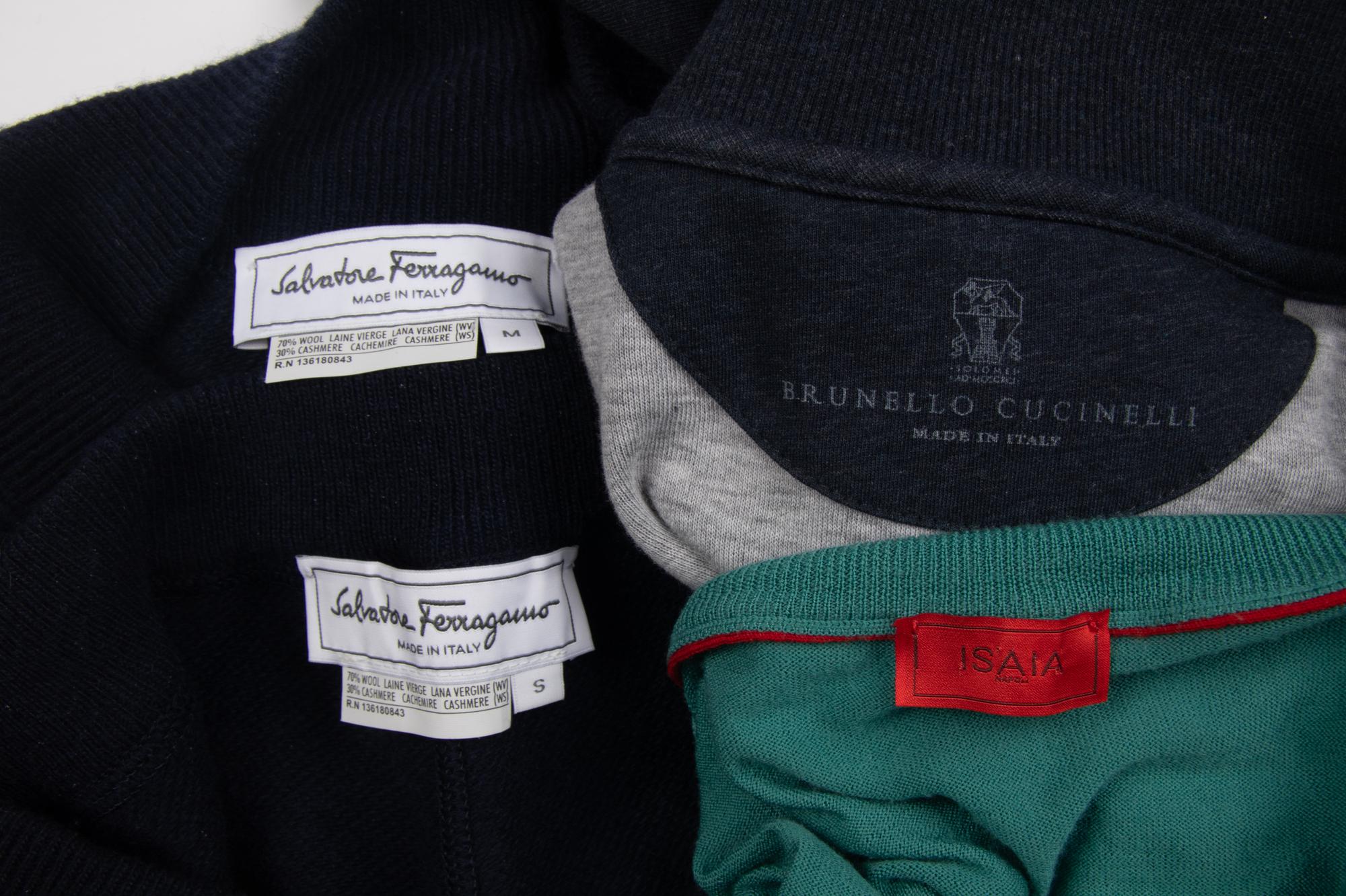 FOUR MEN'S SPORTSWEAR PIECES BY BRUNELLO CUCINELLI, ISAIA, AND SALVATORE FERRAGAMO