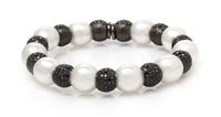 A Black Rhodium 18 Karat White Gold, Cultured South Sea Pearl and Black Diamond Flexible Cuff Bracelet, 37.50 dwts.