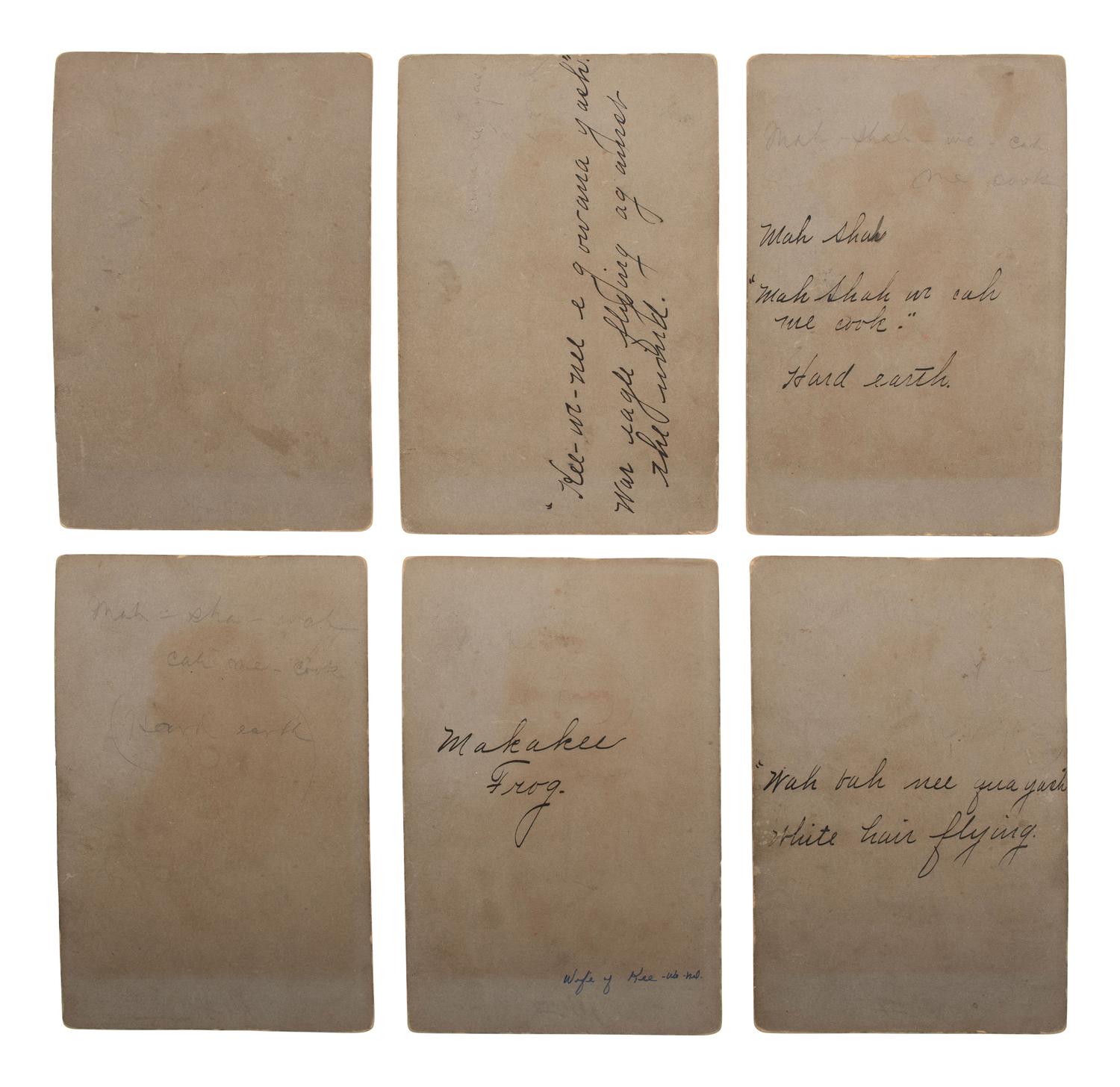 [NATIVE AMERICANS]. BARRY, J., photographer. A group of 6 cabinet cards of identified Ojibwe Indians. Thief River Falls, MN.