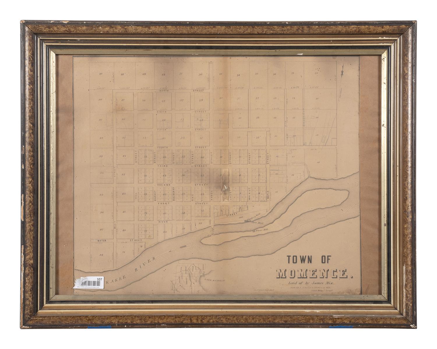 [MAPS & ATLASES]. Town of Momence. Laid of by James Mix. N.p., n.d.