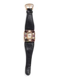 LUCIEN PICCARD, 14K YELLOW GOLD AND MULTIGEM WRISTWATCH