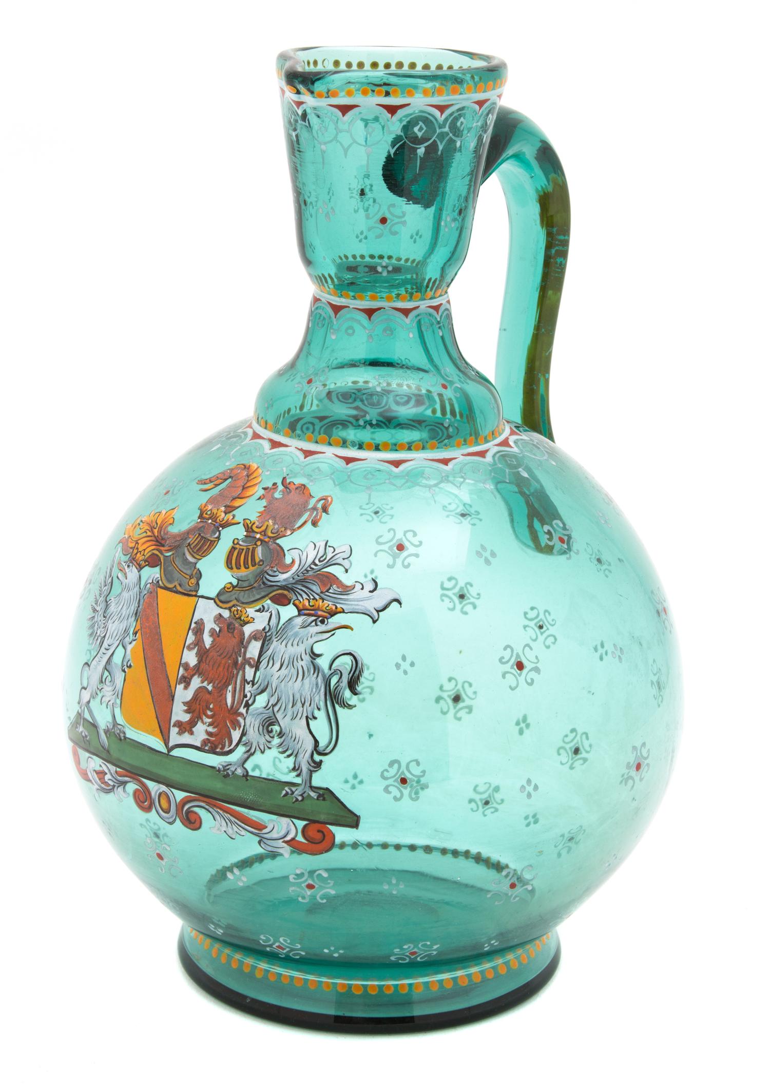 A Bohemian Green Glass Decanter Height 9 1/2 inches. — 20TH CENTURY