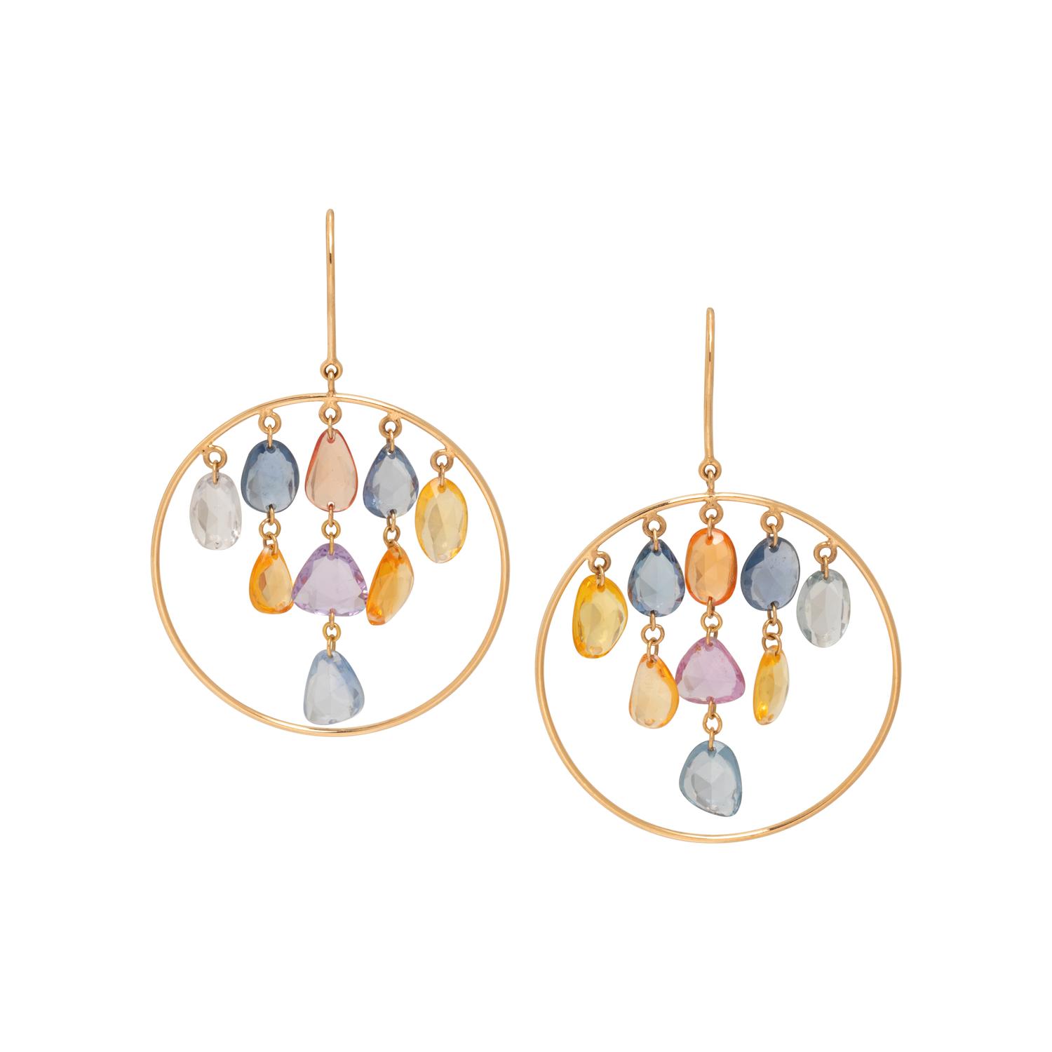 ROSE GOLD AND MULTICOLOR SAPPHIRE EARRINGS