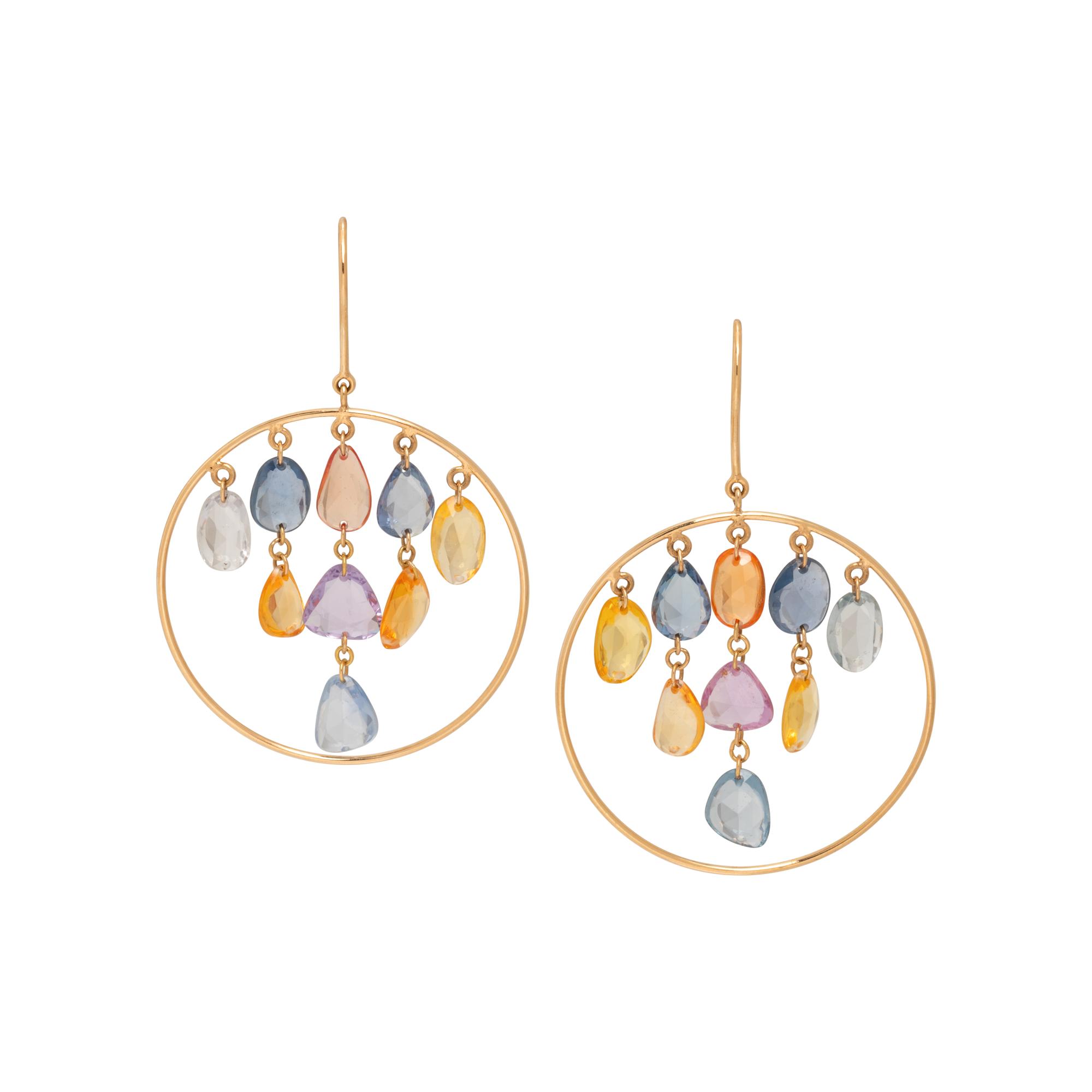 ROSE GOLD AND MULTICOLOR SAPPHIRE EARRINGS