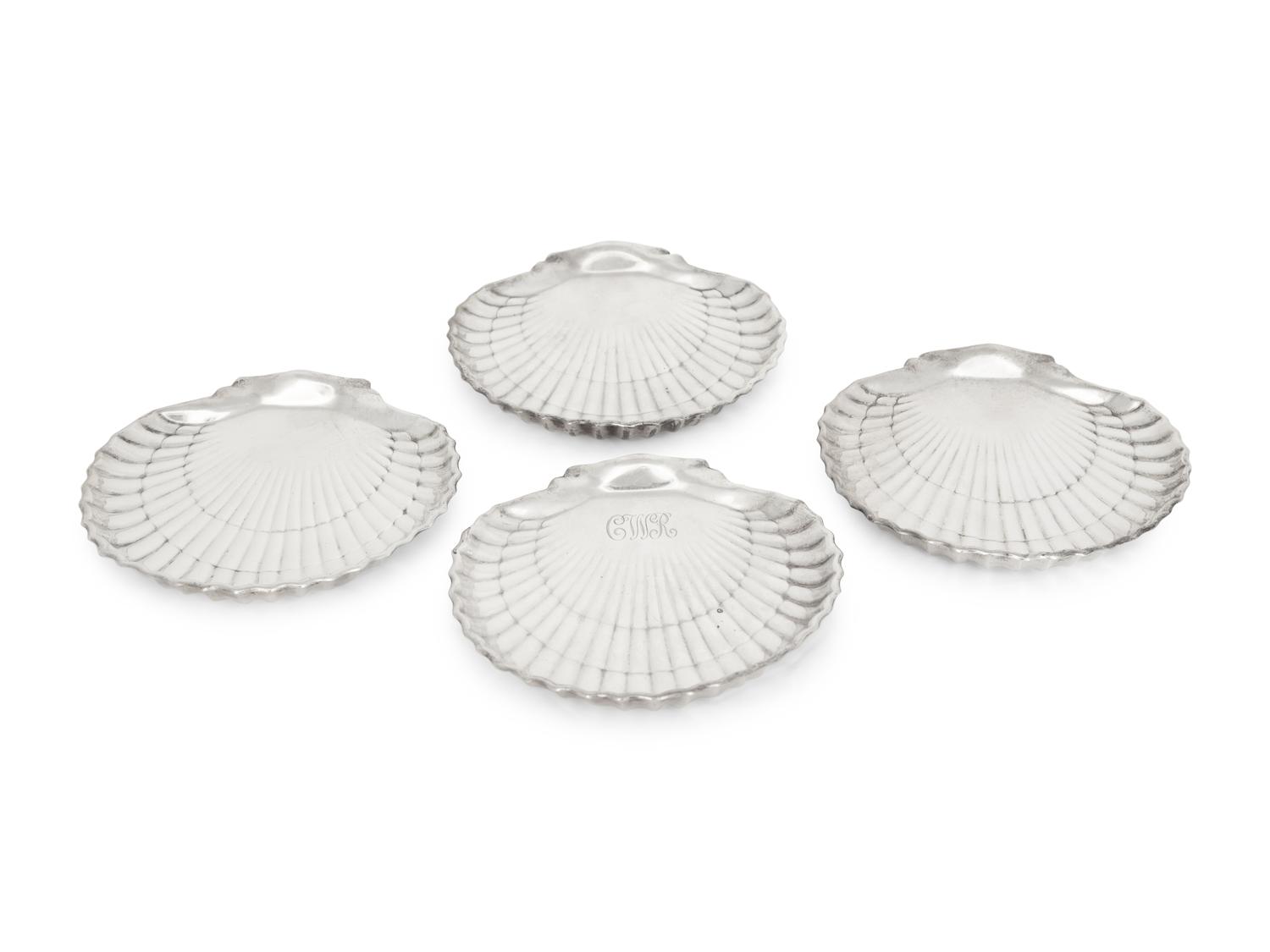 Four Gorham Silver Shell Dishes and Two Similar English Shell Dishes