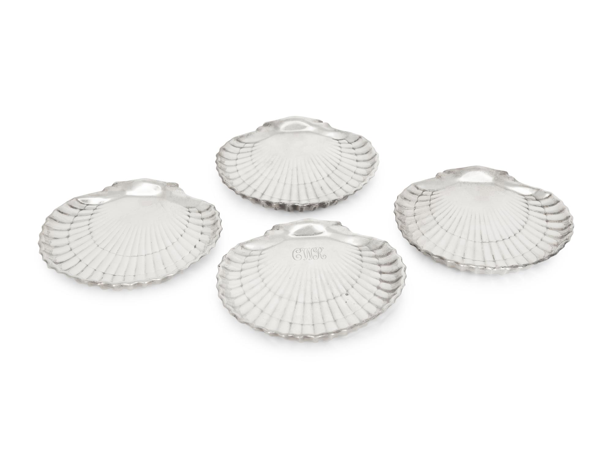 Four Gorham Silver Shell Dishes and Two Similar English Shell Dishes