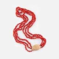 A gold clasp strung on a coral necklace Robert Fairchild (1703-1794), New Haven, CT, circa 1780