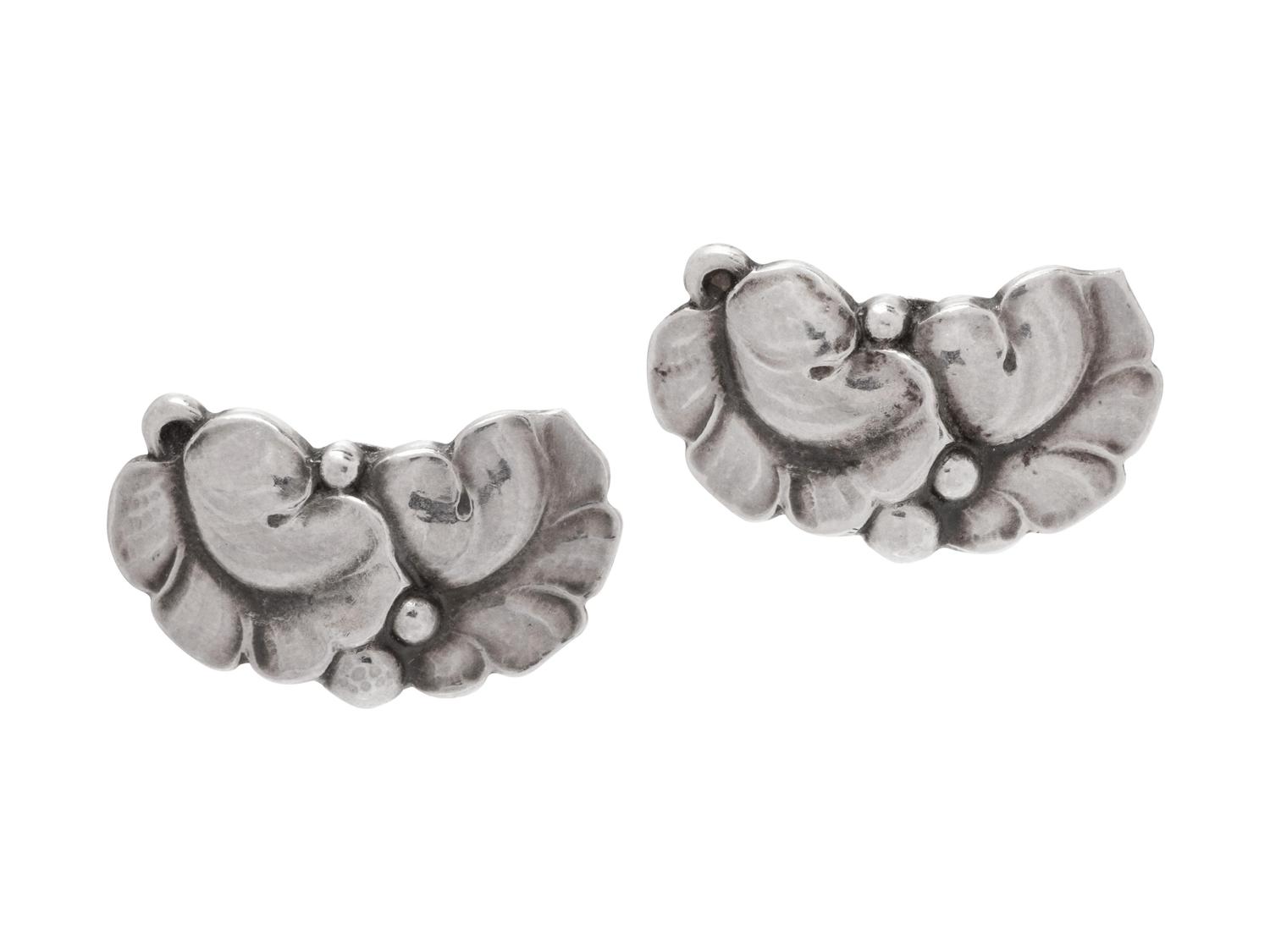 A Pair of Sterling Silver Earclips, Harald Nielsen for Georg Jensen,