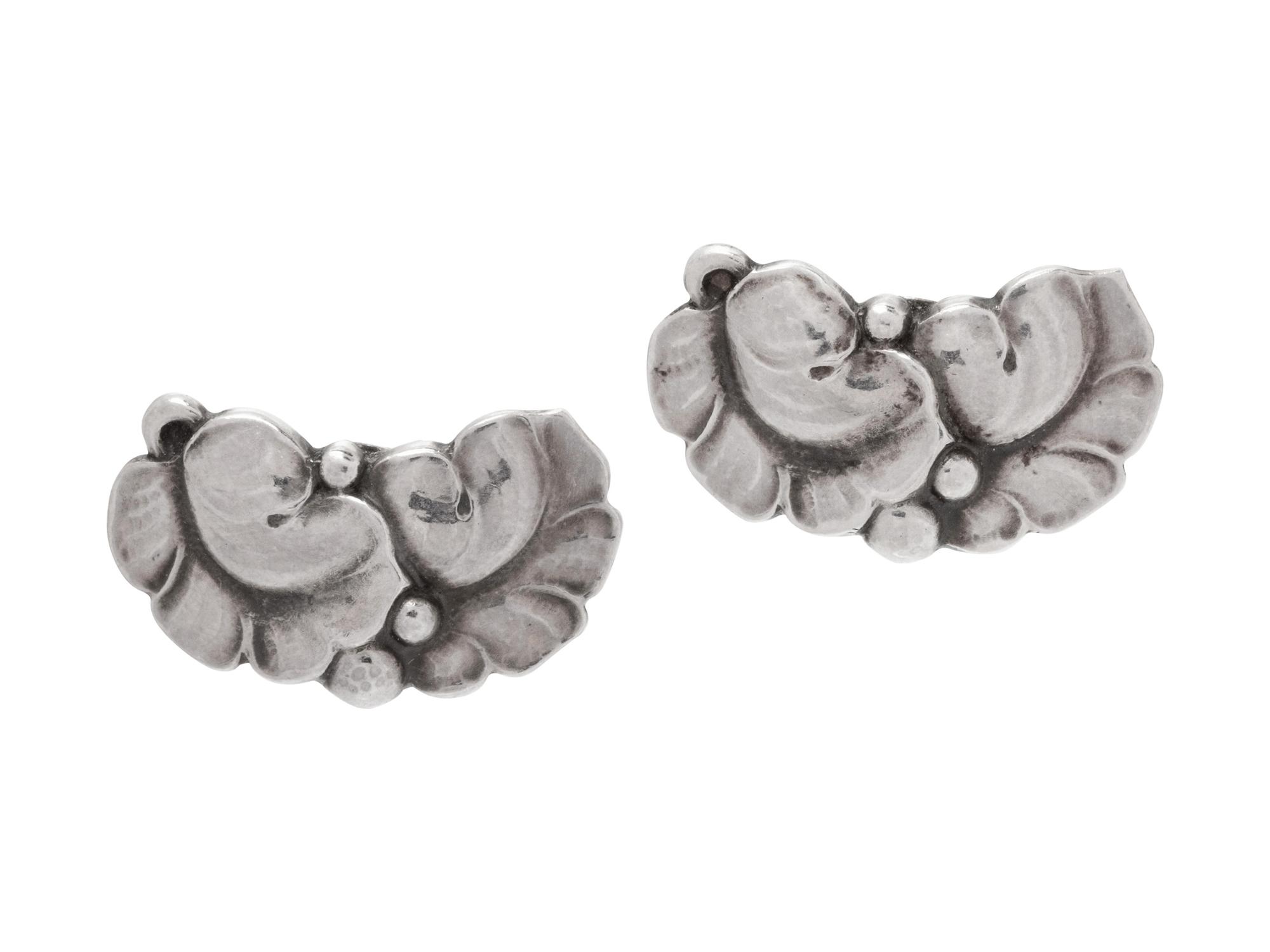 A Pair of Sterling Silver Earclips, Harald Nielsen for Georg Jensen,