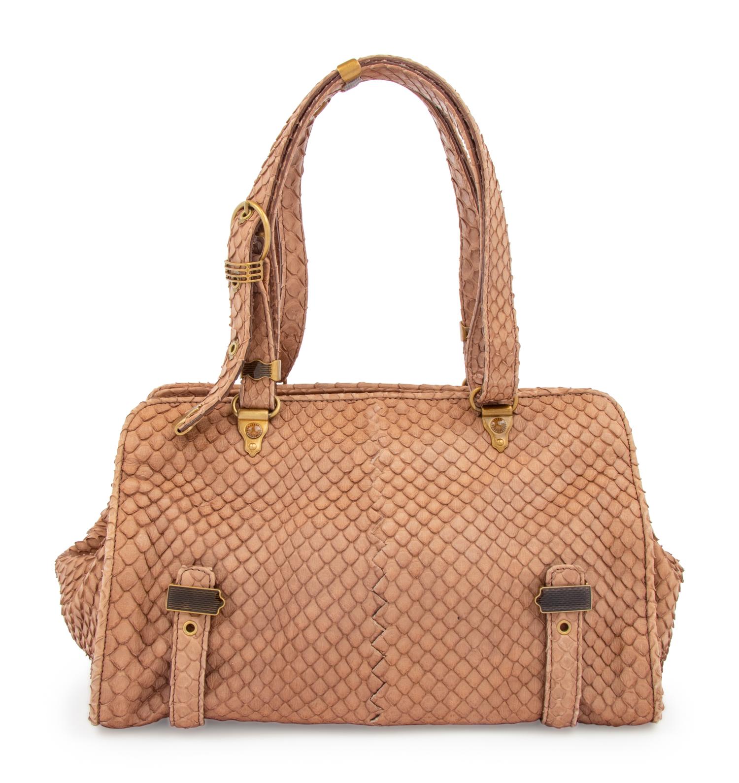 Bottega Veneta Snakeskin Frame Satchel