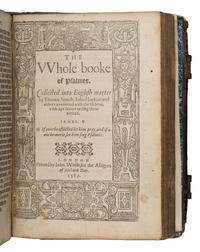 [Book of Common Prayer, in English]. The Psalter or Psalmes of David . London: deputies of Christopher Barker, [1589?]. [Bound with:] The whole booke of Psalmes. Collected into English meeter by Thomas Sternh. John Hopkins and others... London: John Wolfe for the assignes of Richard Day, 1589.