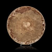 A Chinese Famille Rose Porcelain Circular Plaque, Second Half of 19th Century — 清晚期 粉彩行樂圖圓瓷板
