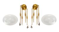 A Pair of Steuben Etched Glass Calcite Shades