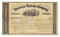 [Americana] Wells, Henry, and William G. Fargo. American Express Company Stock Certificate, signed