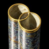 An Unusual Chinese Cloisonné 'Double Coins' Vase, 18th Century 清中期 掐絲琺瑯雲蝠紋雙聯瓶
